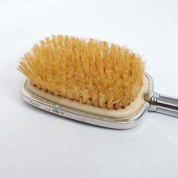 Art Decor Floral Hand Held Mirror Hair Brush Jars Containers Brown Silvertone - Picture 3 of 11